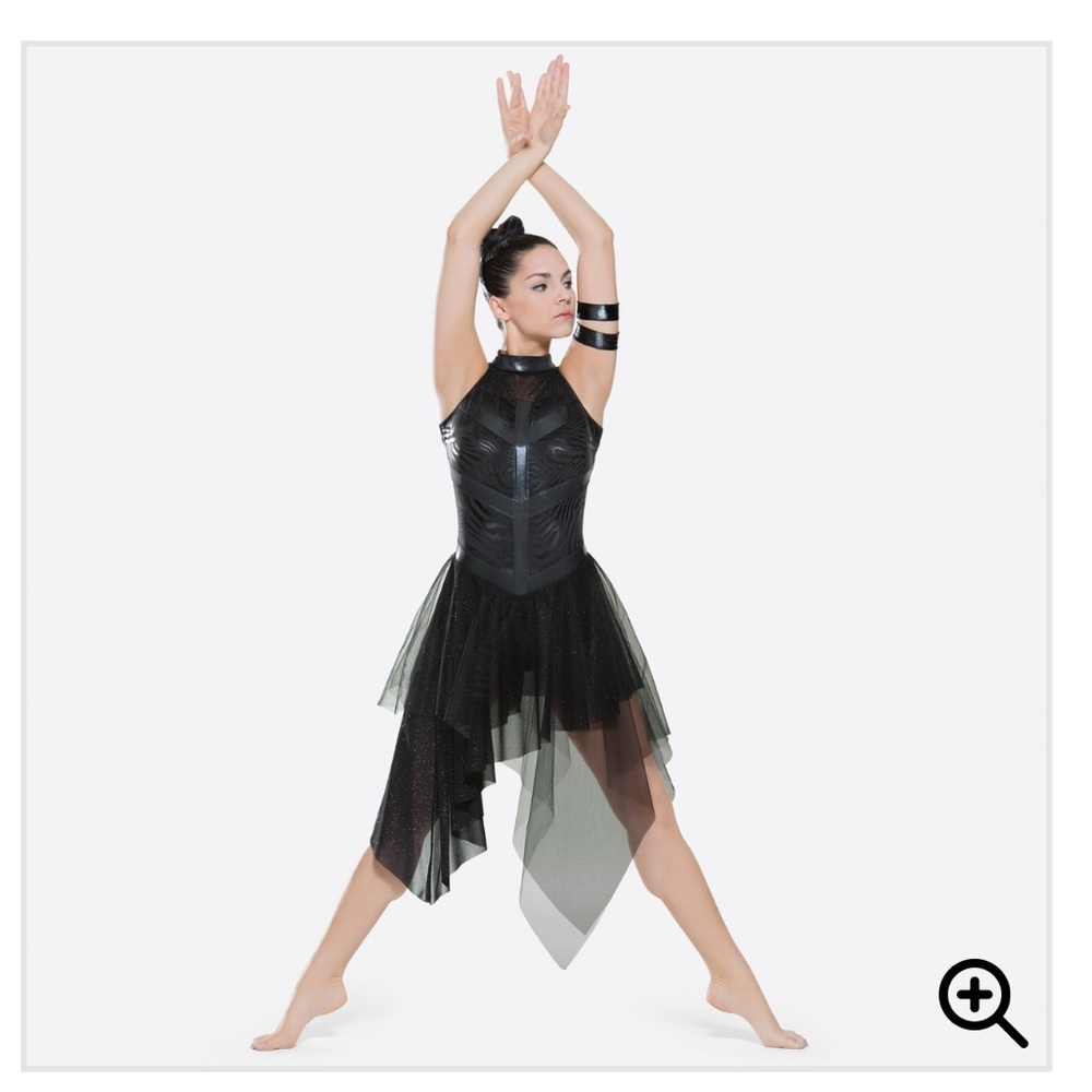 Revolution Dancewear Unsteady black contemporary dance costume, Medium Adult
